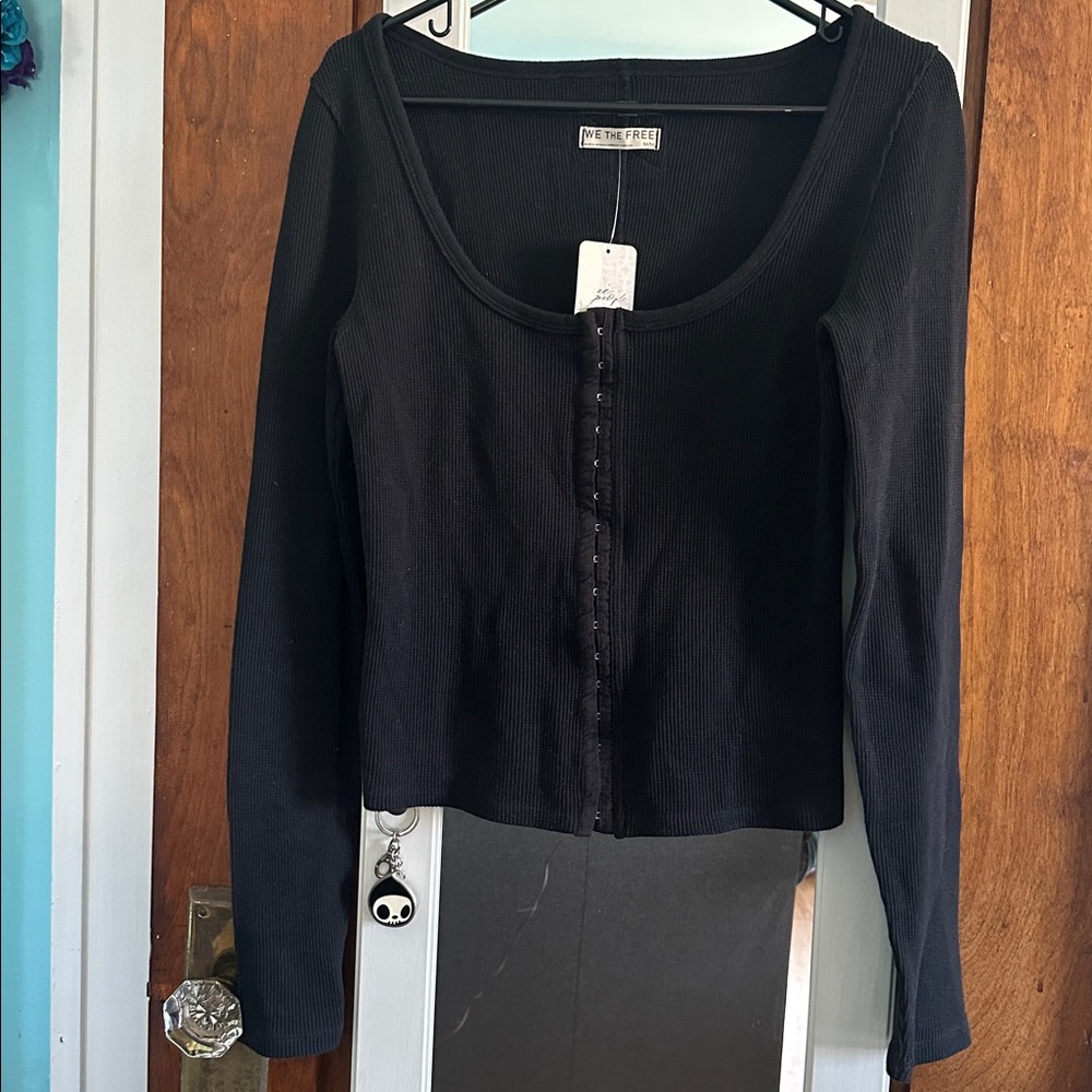 Free People waffle Henley top. NWT.